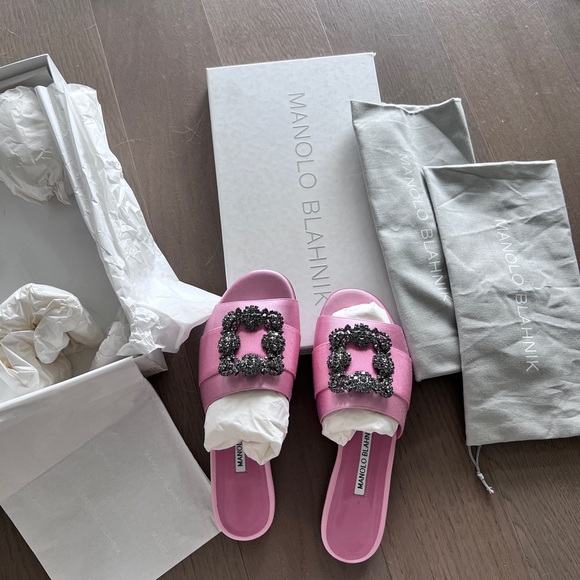 NWB Manolo Blahnik Martamod satin sandals pink 36 - Picture 2 of 4